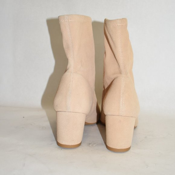 $650 Stuart Weitzman Siggy 60 Suede Bootie BEIGE SOCK BLOCK STRETCH 7.5 (PA4) - Picture 6 of 9